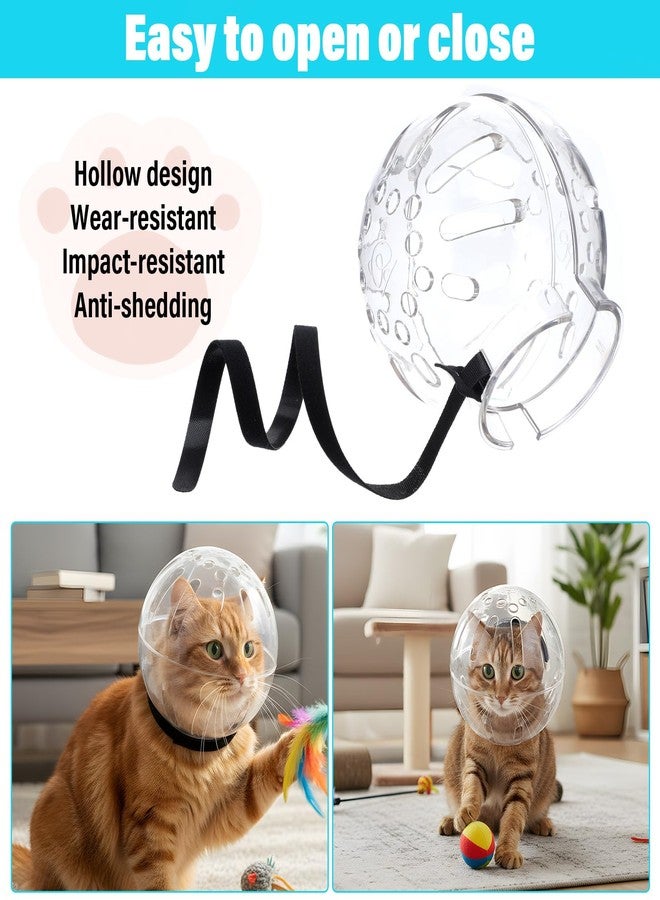 Kifmurase Cat Muzzle for Grooming Adjustable Hood with Paw Covers, Breathable Cats Helmet Anti Bite Muzzles Anti Scratch Boots Silicone Kitten Bubble Muzzle and Paw Protector for Pet Bathing Cat Claw Care - Image 5